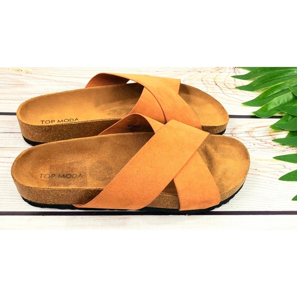 Top Moda crisscross sandals tan 6 1/2 NWT - Picture 2 of 8